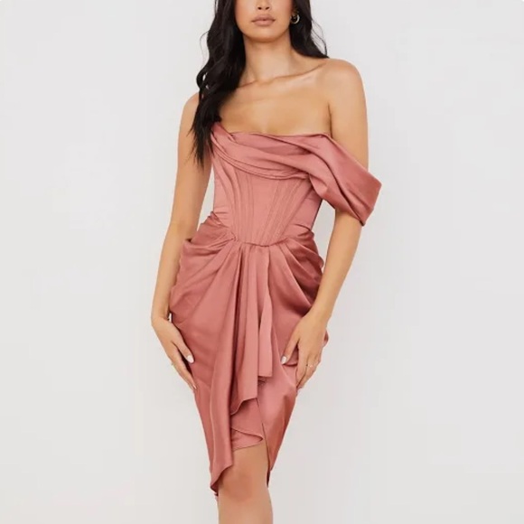 House of CB Dresses & Skirts - House of CB Janis rogue satin one shoulder drape mini